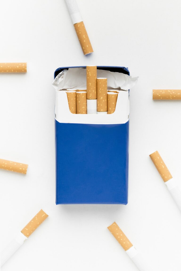 blue packet of cigarettes